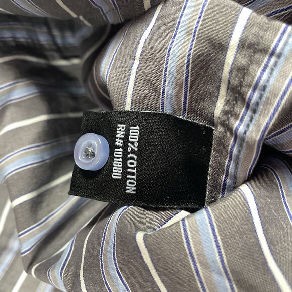 7 Diamond Button UP Shirt Men's XL Gray Blue Striped - Picture 7 of 9